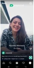 Marketing Strategy of Pickyourtrail - reels-Hansika-Motwani-influencer