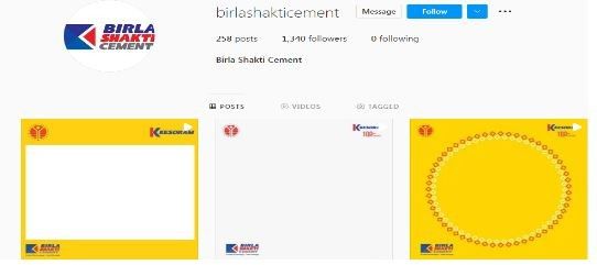 Marketing Strategy of Birla Cement- an image of the Instagram page of the company