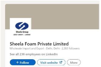 Marketing strategies of Sheela Foam - LinkedIn Presence 