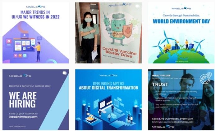 Marketing Strategy of Nineleaps - Social media marketing posts