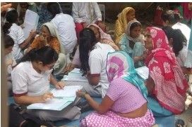 Marketing Strategy of Sandhar Technologies + photo of a group of people with volunteers