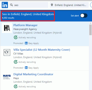SEO Courses in Enfield Town - Job Statistics