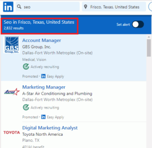 SEO Courses in Frisco - Job Statistics