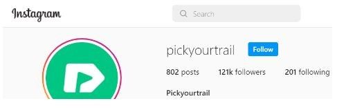 Marketing Strategy of Pickyourtrail - Instagram