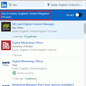 SEO Courses in Exeter - Job Statistics