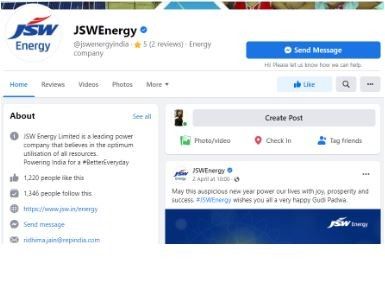 Marketing Strategy of JSW Energy - Facebook