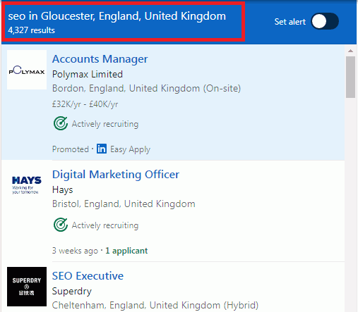 SEO Courses in Gloucester - Job Statistics