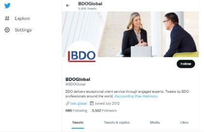 Marketing Strategy of BDO Global - Twitter
