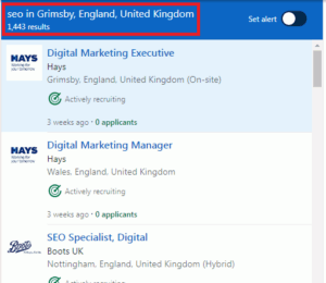 SEO Courses in Grimsby - Job Statistics