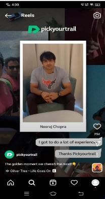 Marketing Strategy of Pickyourtrail - Neeraj Chopra-influencer