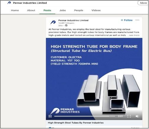 Marketing Strategy of Pennar Industries - LinkedIn Ad 3