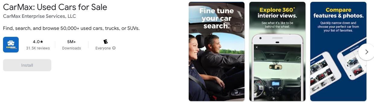 Marketing strategy of CarMax - mobile app