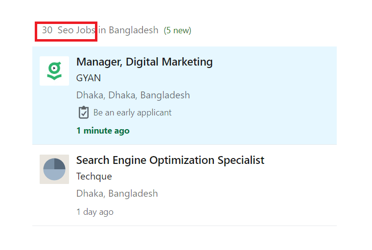 SEO Courses In Comilla - Job Statistics