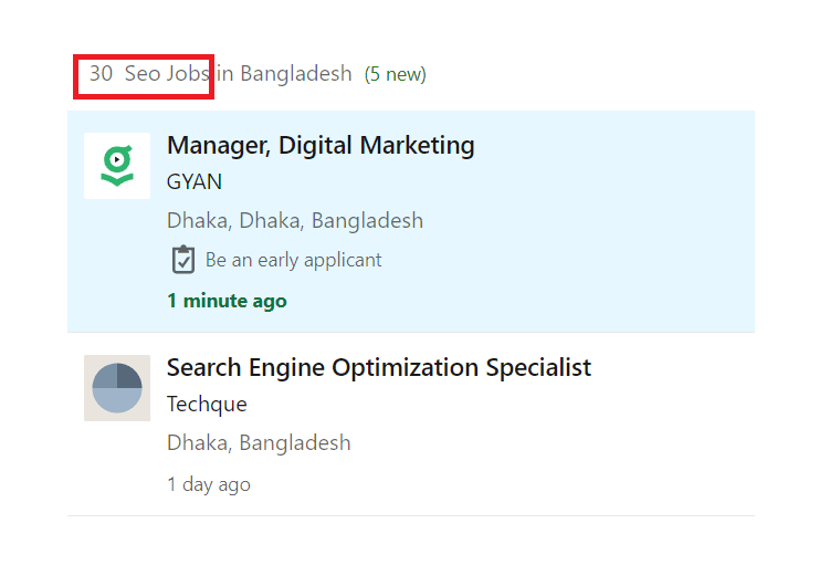 SEO Courses In Dinajpur - Job Statistics