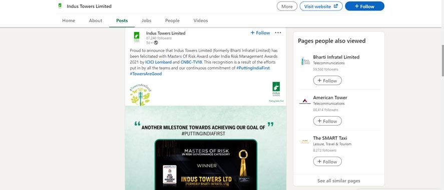 Bharti Infra & Indus Towers Marketing Strategy Case Study - Digital Presence (2)
