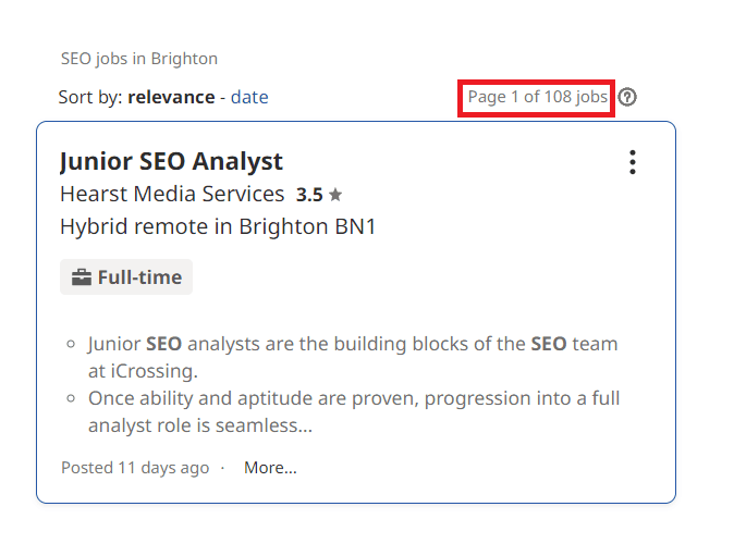 SEO Courses In Brighton - Job Statistics