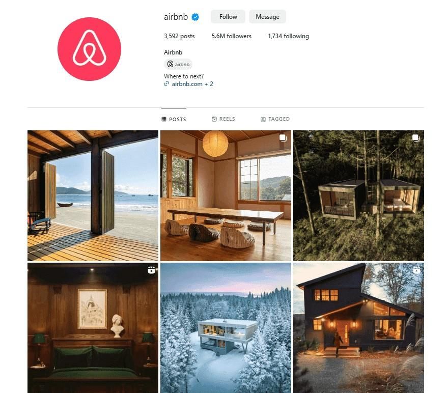 Business Model of Airbnb - Airbnb Instagram