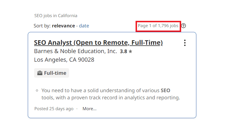 SEO Courses In Bakersfield - Job Statistics
