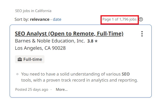 SEO Courses In Modesto - Job Statistics