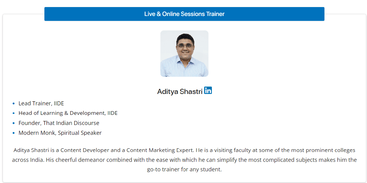 Content Marketing Courses in Dombivli - IIDE Content Marketing Course Faculty