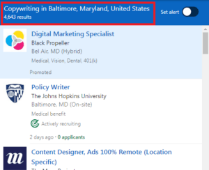 Copywriting Courses in Baltimore - Job Statistics
