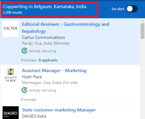 Copywriting Courses in Belgaum - Job Statistics