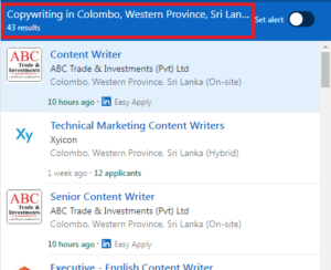 Copywriting Courses in Colombo - Job Statistics