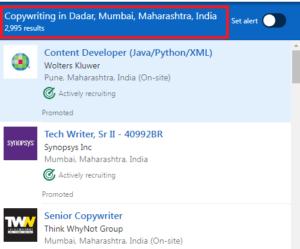 Copywriting Courses in Dadar - Job Statistics