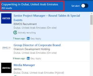 Copywriting Courses in Dubai - Job Statistics