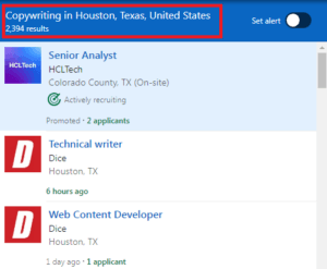 Copywriting Courses in Houston - Job Statistics
