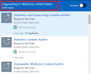 Copywriting Courses in Oklahoma - Job Statistics