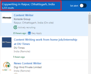 Copywriting Courses in Raipur - Job Statistics