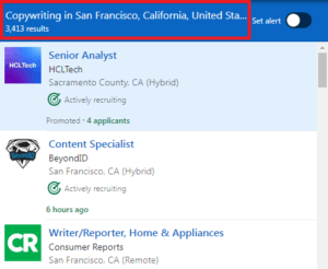 Copywriting Courses in San Francisco - Job Statistics