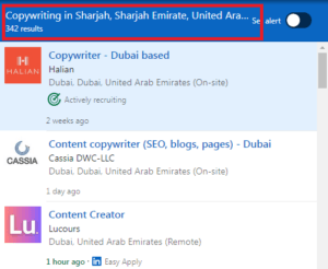 Copywriting Courses in Sharjah - Job Statistics