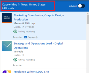 Copywriting Courses in Texas - Job Statistics