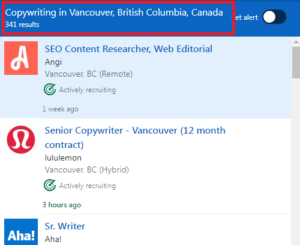 Copywriting Courses in Vancouver - Job Statistics
