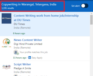 Copywriting Courses in Warangal - Job Statistics