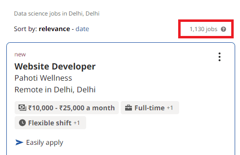 Data science courses in delhi - job statistics
