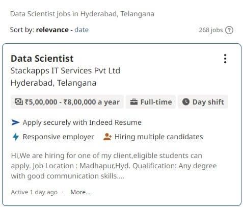 Data Science Courses in Hyderabad - Job Statistics (1)