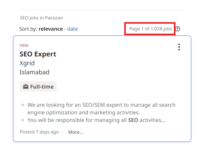 SEO Courses In Gujranwala- Job Statistics