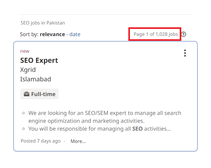 SEO Courses In Mandi Bahauddin - Job Statistics