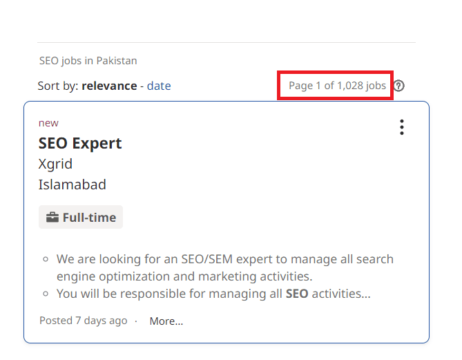 SEO Courses In Kamoke- Job Statistics