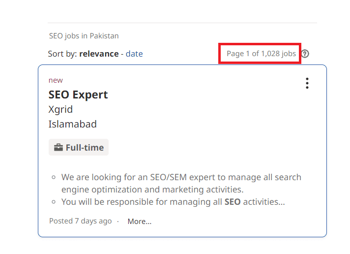 SEO Courses In Daska Kalan - Job Statistics