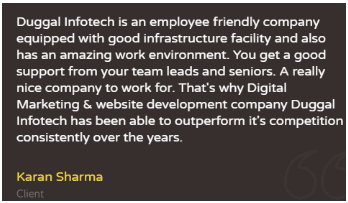 Digital Marketing Companies in Punjab - Duggal Infotech Client Review