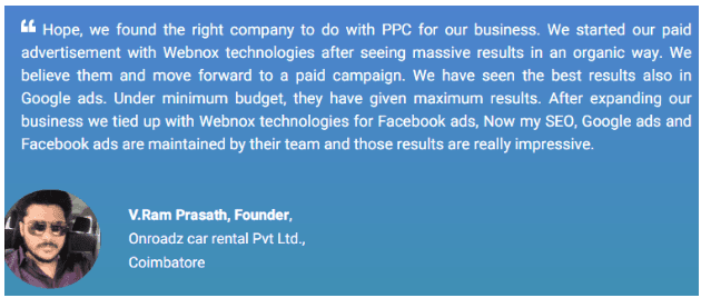 Digital Marketing Companies in India - Webnox Technologies Client Review