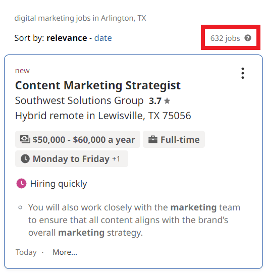 Digital Marketing Courses in Arlington - Job Statistics