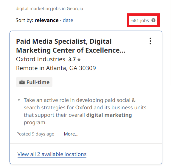 Digital Marketing Courses in Augusta - Job Statistics