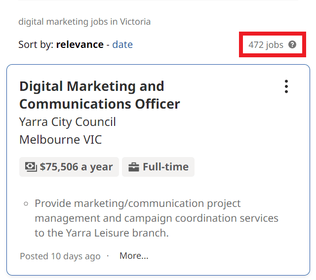 Digital Marketing Courses in Bendigo - Job Statistics