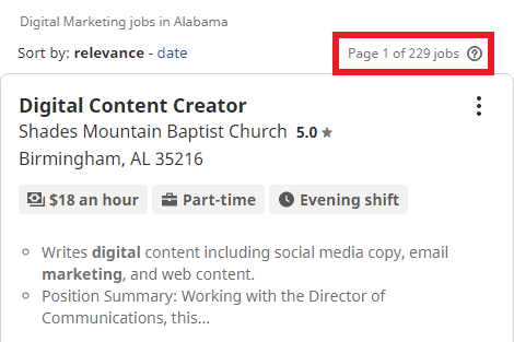 Digital Marketing Courses in Birmingham,USA - Job Statistics