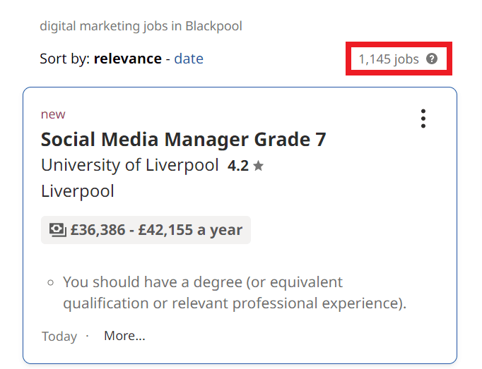 Digital Marketing Courses in Blackpool - Job Statistics